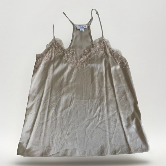 Current Air XS 100% Silk Lace Trim Camisole Champagne Color Elegant Classic Soft - Picture 2 of 8